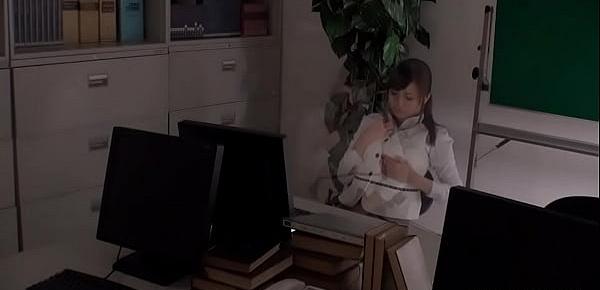  Japanese office lady, Aihara Miho is masturbating at work, uncensored